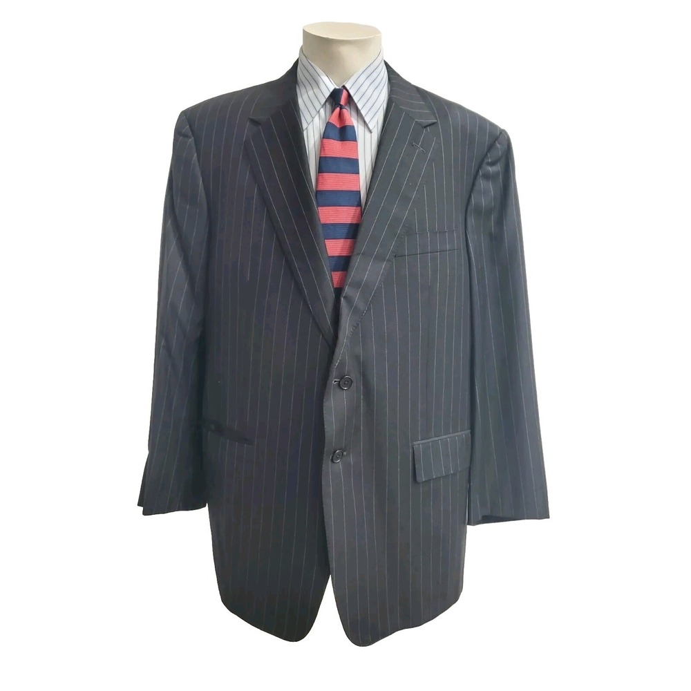 Hield Brothers Men Blazer 48R Gray Striped Sport Coat Wool England